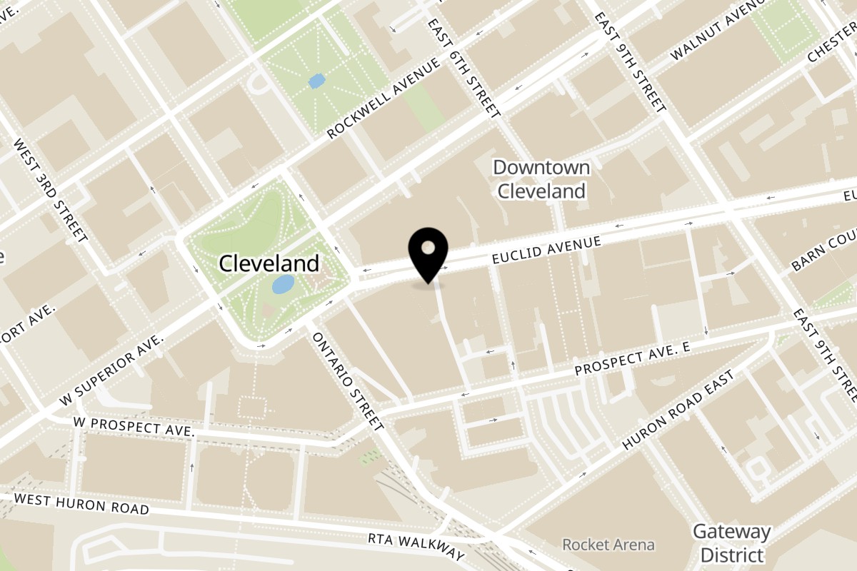Map showing the location of Café Nocturno on 236 Euclid Ave in Cleveland
